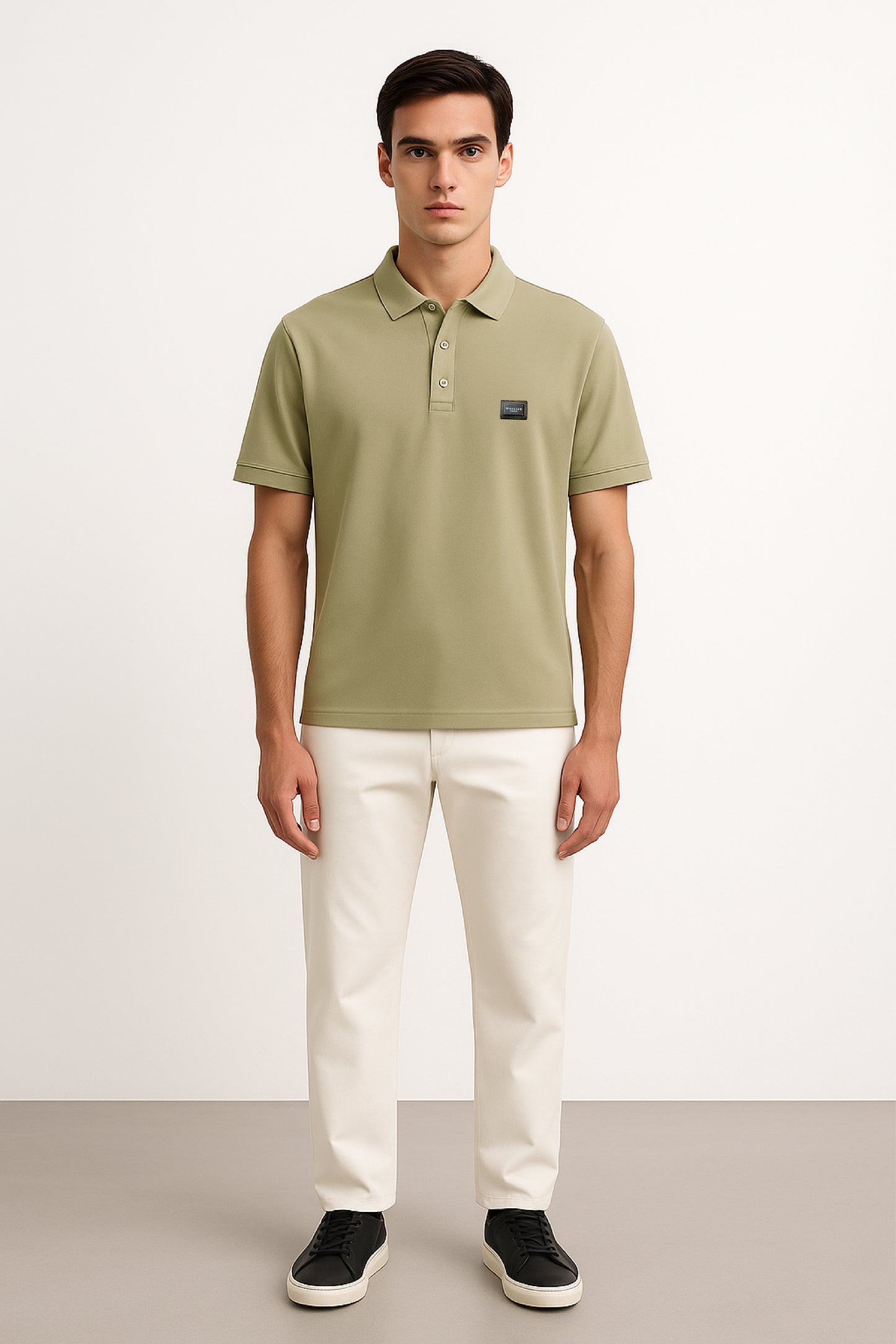 POLO GREEN GREY CON PLACA