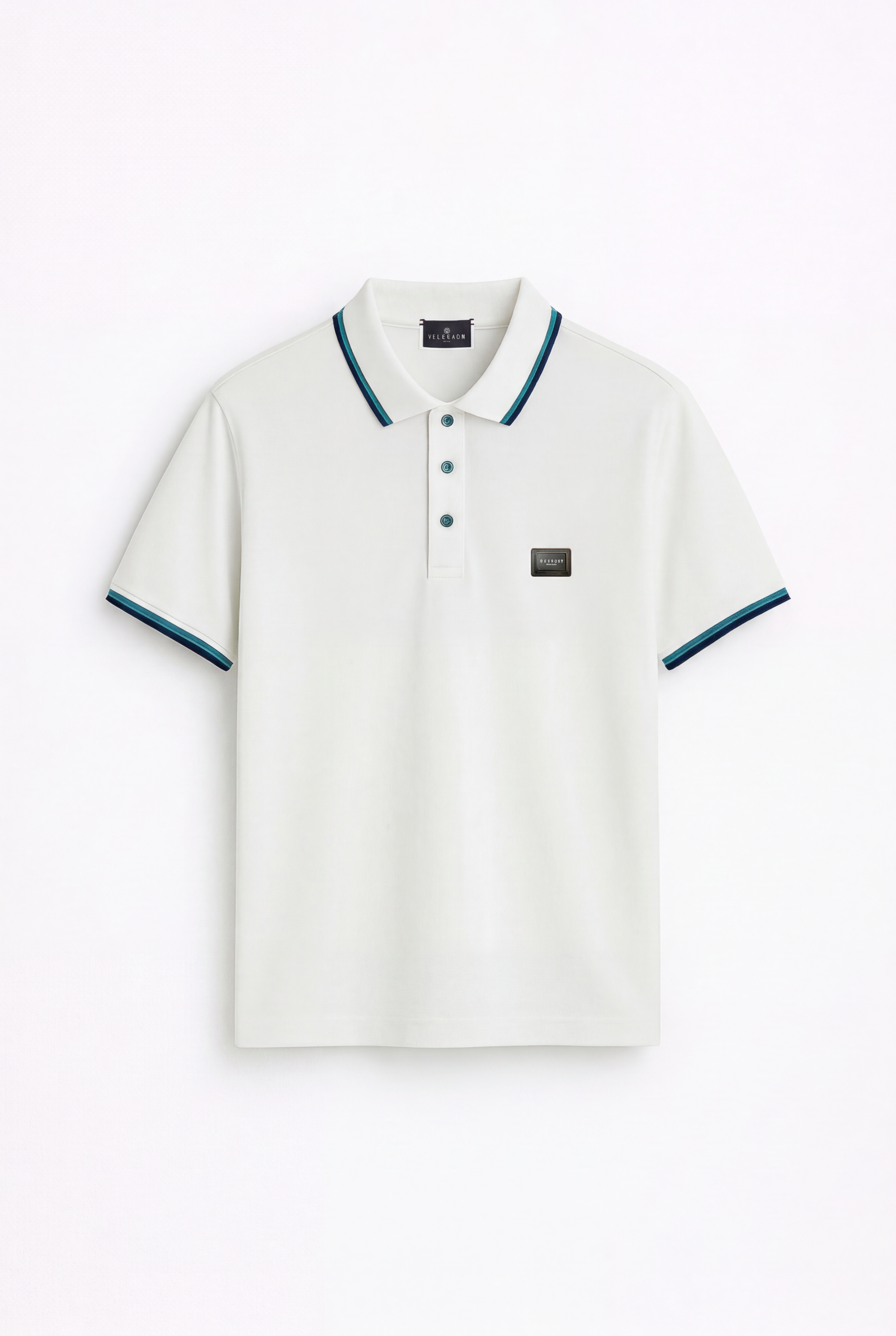 POLO WHITE-BLUE CON PLACA